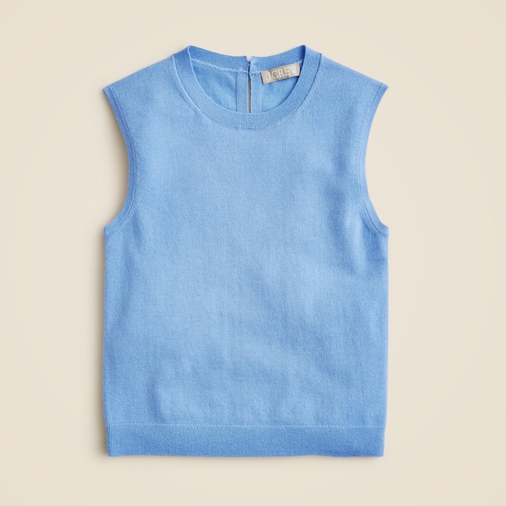 J. Crew - Featherweight Cashmere-Blend Cropped Sweater Shell in Pale Cerulean